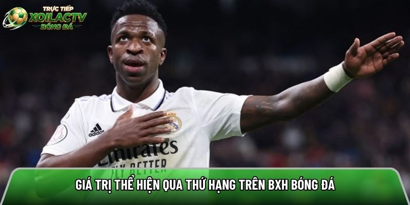 Giá trị thể hiện qua thứ hạng trên BXH bóng đá