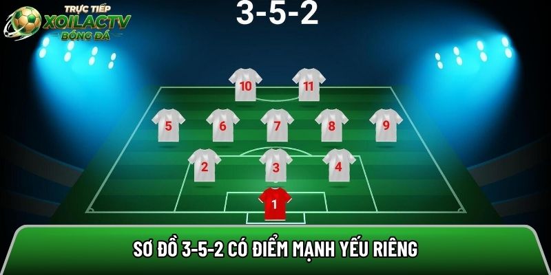 Sơ đồ 3-5-2 có điểm mạnh yếu riêng