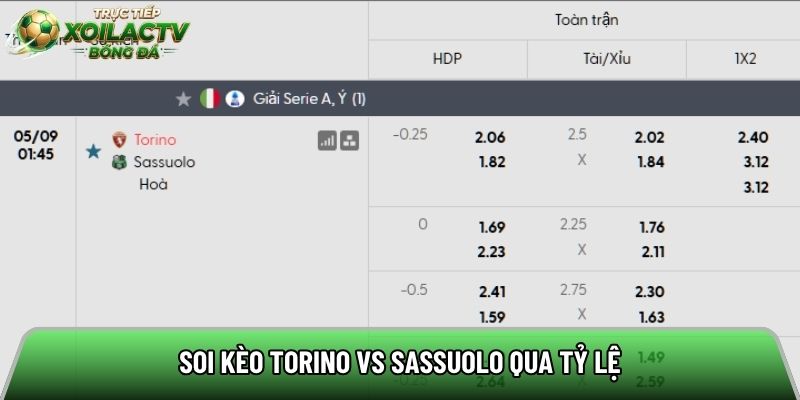 Soi kèo Torino vs Sassuolo qua tỷ lệ